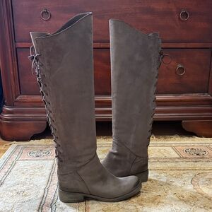 Sundance Catalog Women’s Sz 5.5-6/EU 36 Tall Rear Lace Up Leather Riding Boots